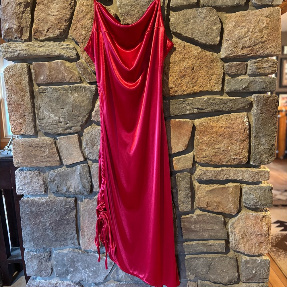 Elegant Red Draped Dress